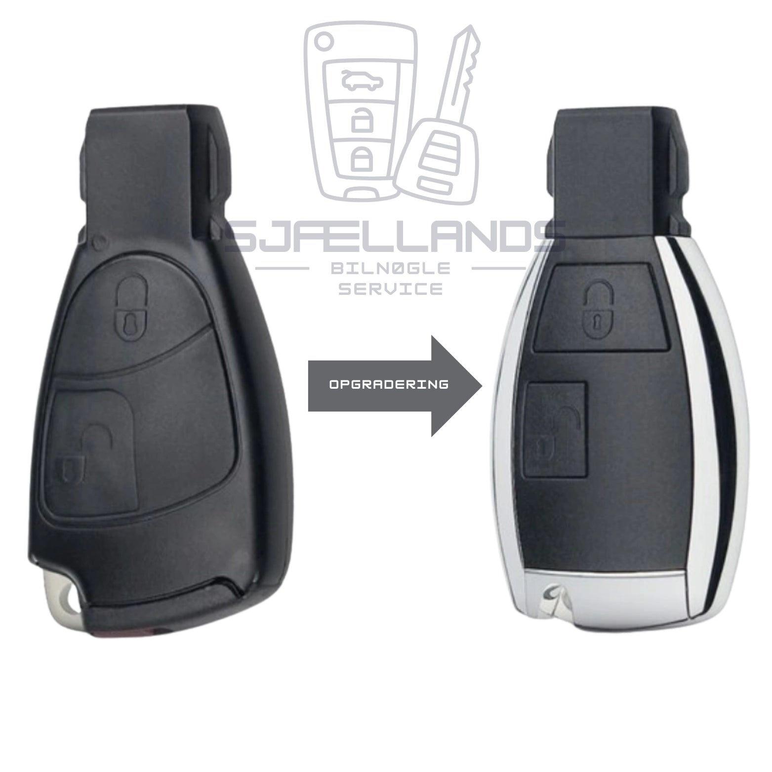 Mercedes Benz Nøglehus – 2 eller 3 knapper (uden elektronik)