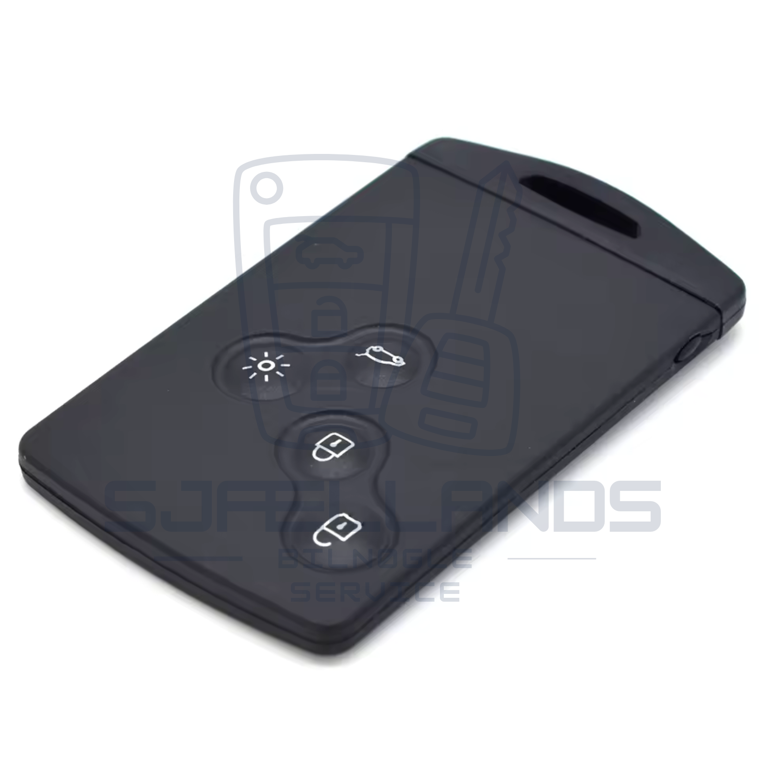 Renault Smart Key Card – 4 knapper (Erstatnings-nøglehus med lille nødblad)