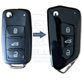 VW / SKODA / SEAT / VAG opgraderings-nøglehus – 3 knapper / Modificeret flip-nøgle design i Golf 8-stil (5K0 837 202AD)