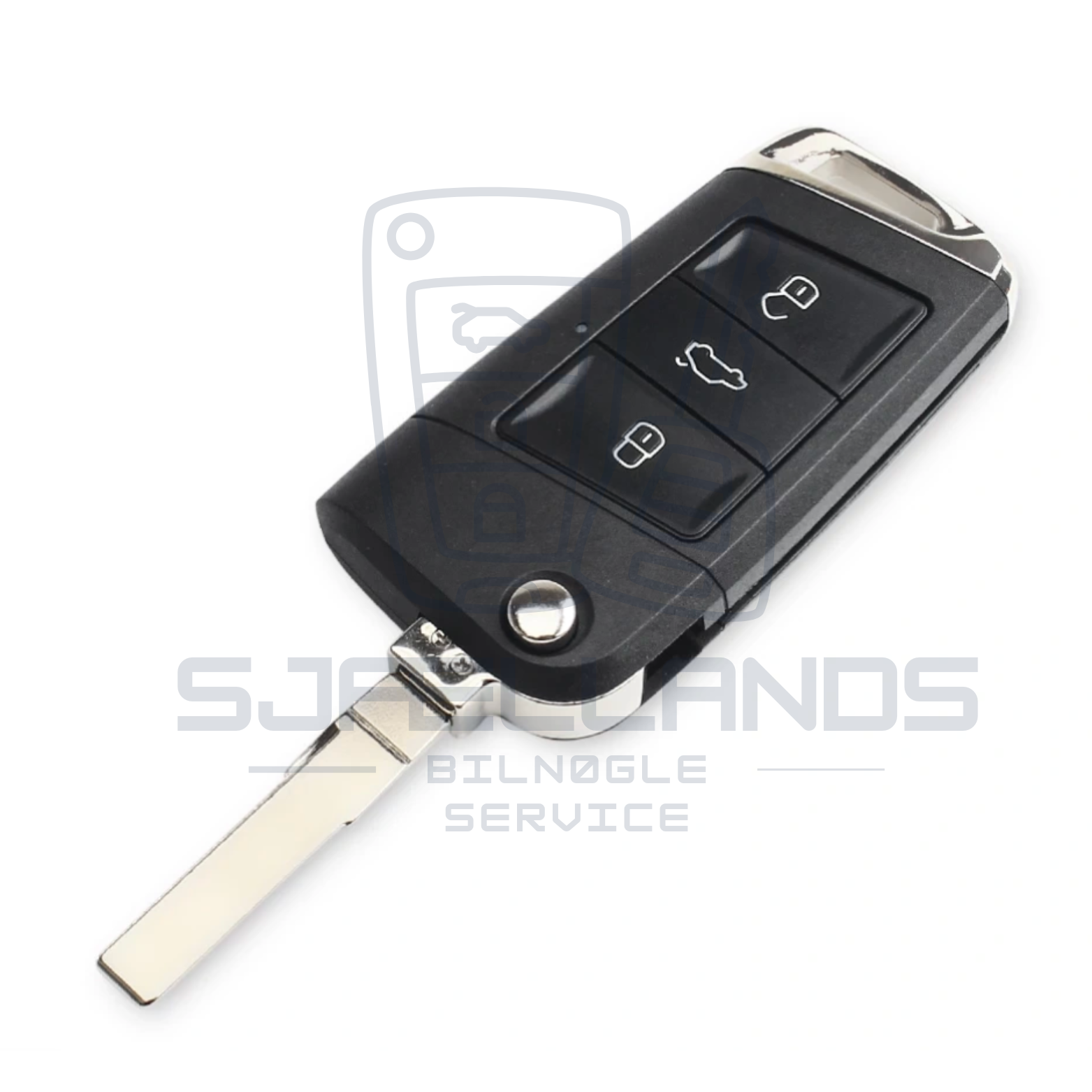 Volkswagen Modificeret Flipnøgle – Nøglehus / Nøgleskal (3 knapper, HU66)