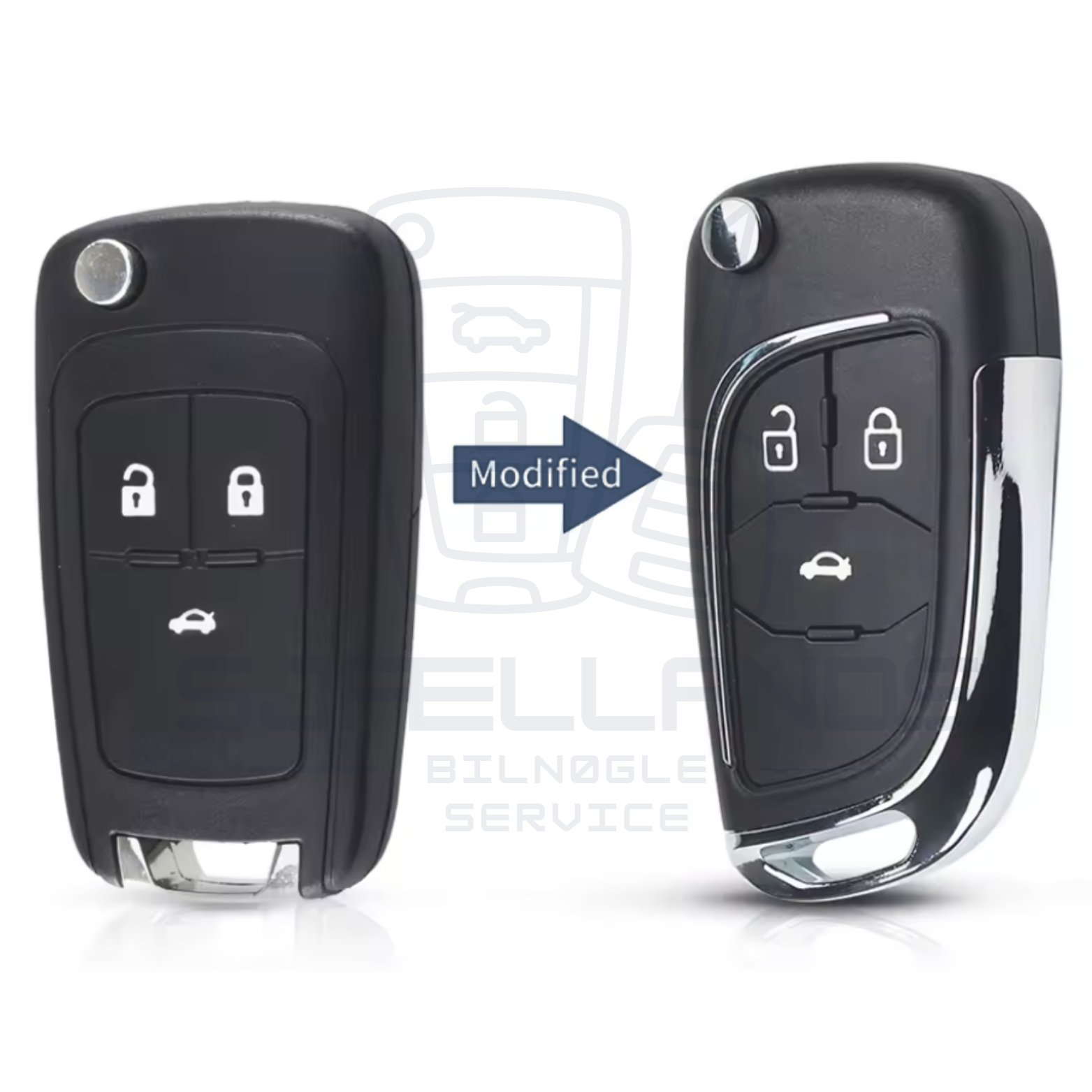 Opgraderings-nøglehus / nøgleskal – 3 knapper / Chevrolet, Opel, Vauxhall & Buick