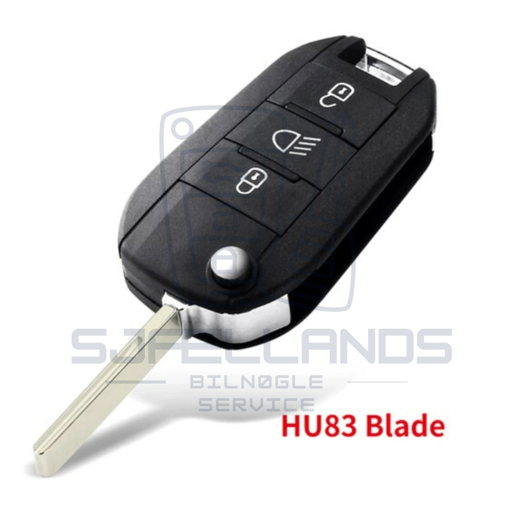 Citroën · Peugeot · DS (HU83 eller VA2 nøgleblad) Flip-nøglehus – 3 knapper