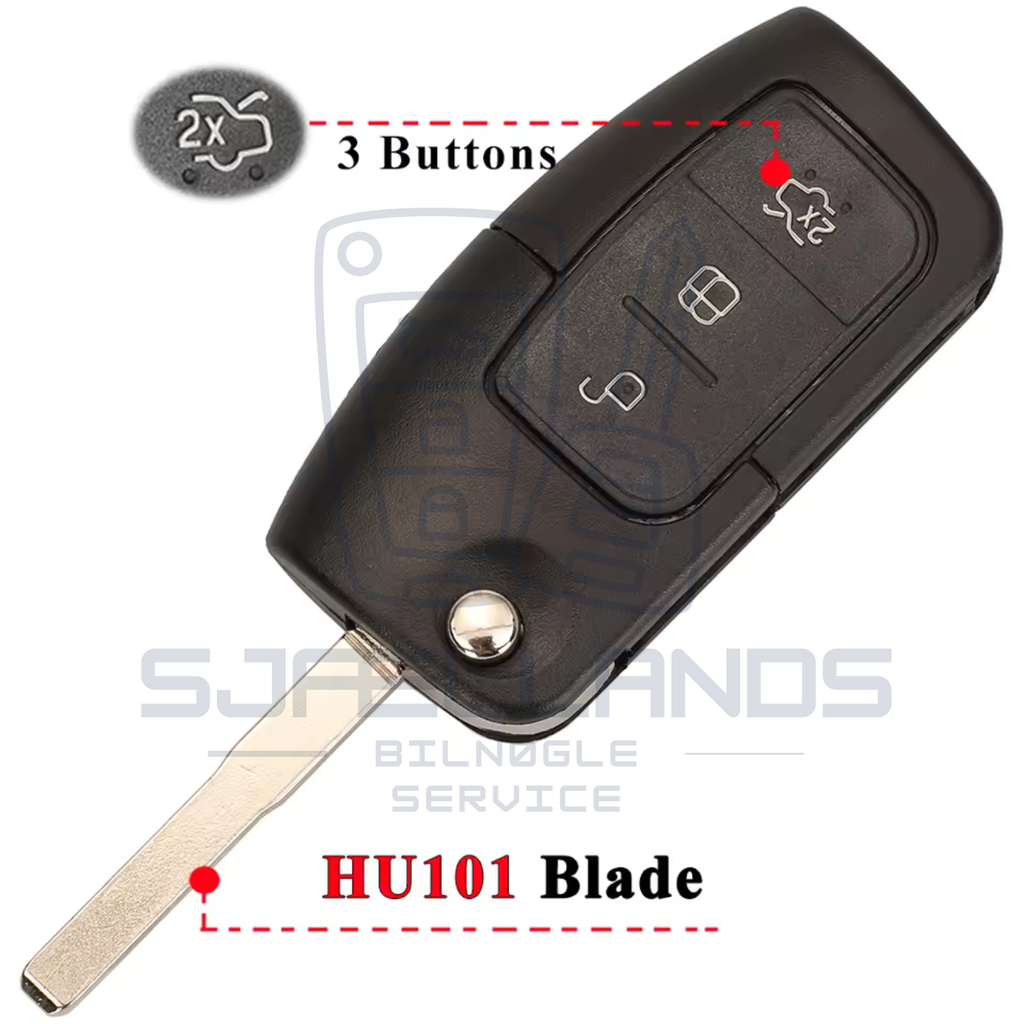 Ford nøglehus – 2 eller 3 knapper (HU101 eller FO21)