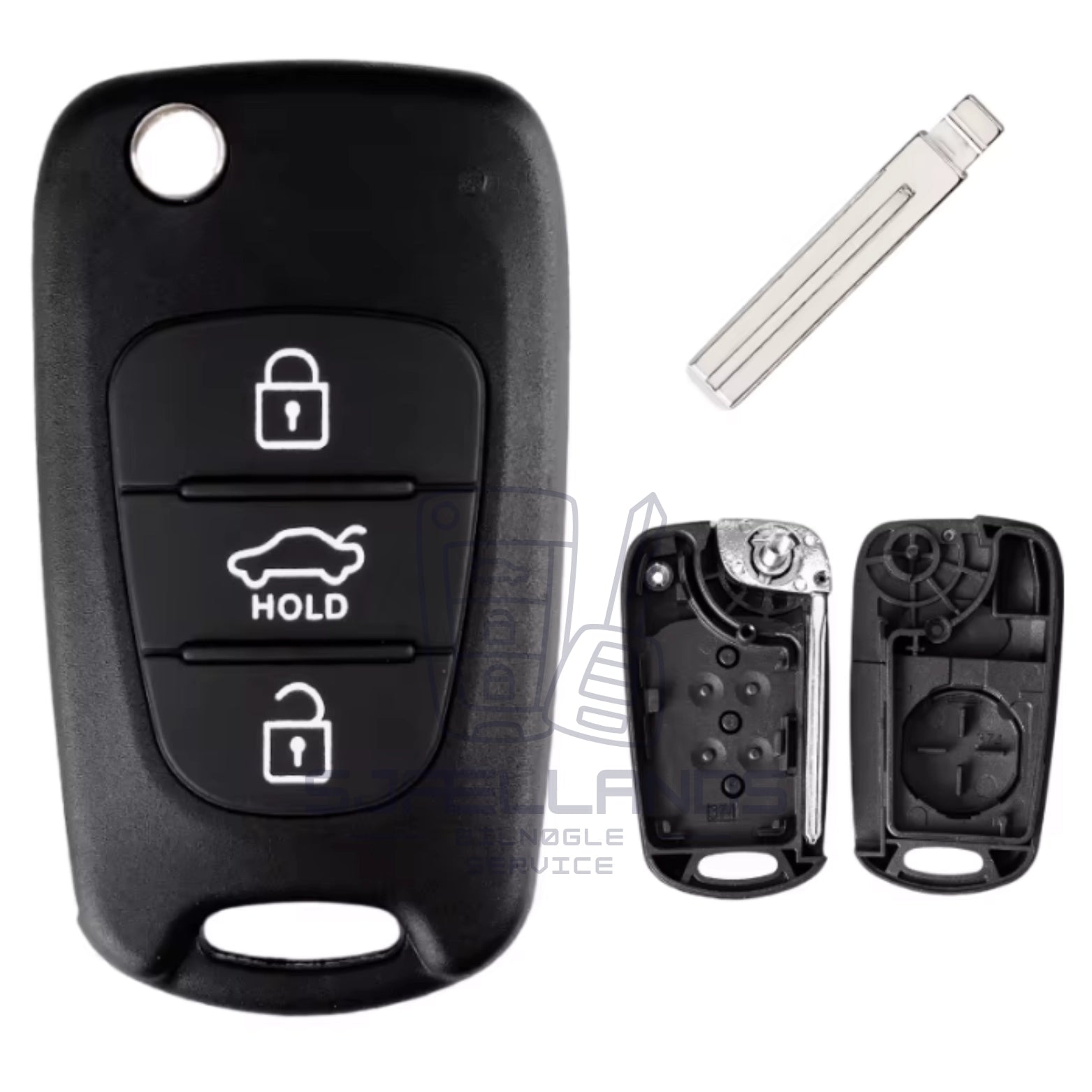 Nøglehus til Hyundai/Kia – 3 knapper med HOLD funktion