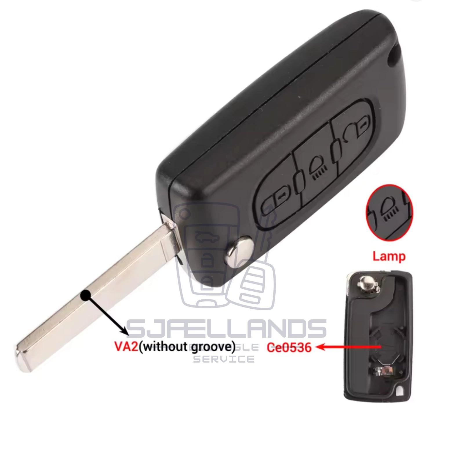 Peugeot/Citroen nøgleskal – passer til 2 eller 3 knapper VA2