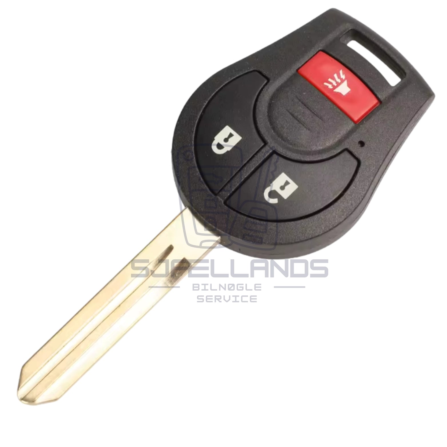 Nissan Nøgleskal 3 Knapper m. Rød Alarmknap & Bagagerumsknap