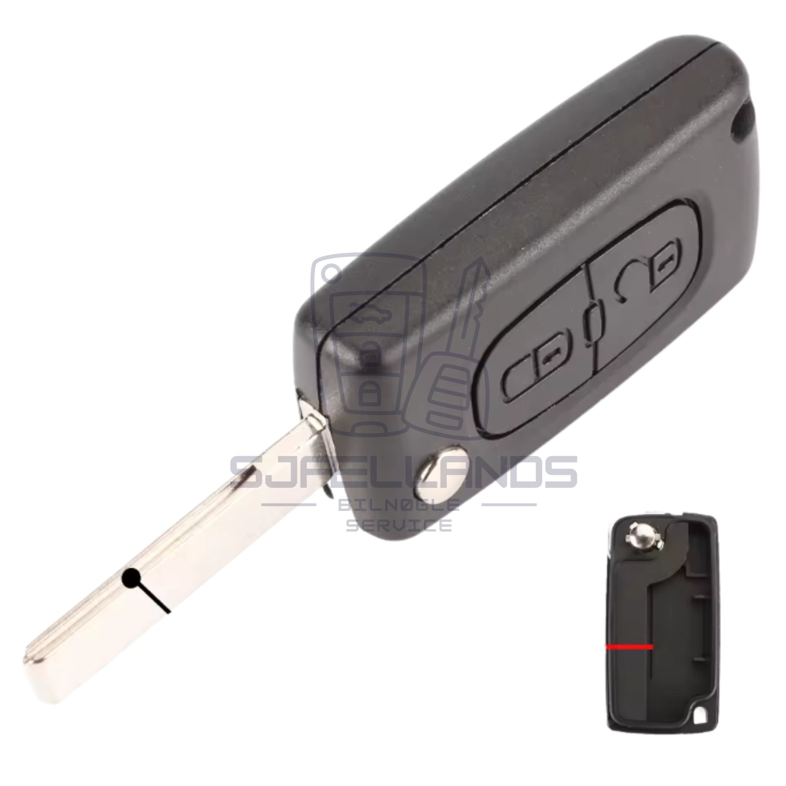 Peugeot/Citroen nøgleskal (2 Knapper) - HCA/HU82 Med Rille (Ce0523 uden Batteriholder)
