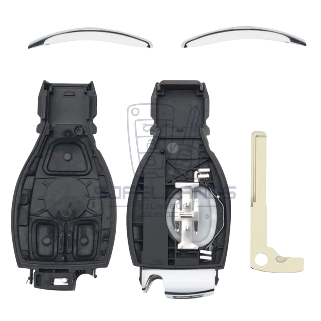 Mercedes-Benz Nøglehus – 2 eller 3 knapper (uden elektronik) (M. En batteriklemme)